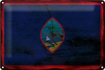 Signe en étain drapeau Guam 30x20cm drapeau de Guam rouille 1