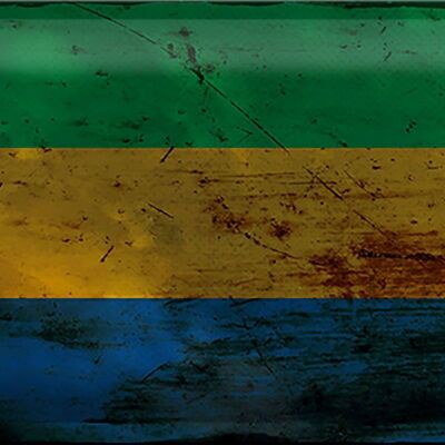 Blechschild Flagge Gabun 30x20cm Flag of Gabon Rost