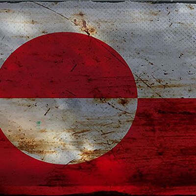 Metal sign Flag Greenland 30x20cm Flag Greenland Rust