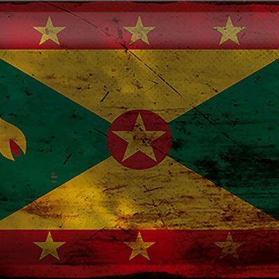 Targa in metallo Bandiera Grenada 30x20 cm Bandiera di Grenada Ruggine