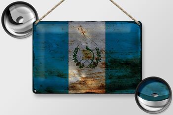 Signe en étain drapeau Guatemala 30x20cm drapeau Guatemala rouille 2