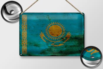 Signe en étain drapeau du Kazakhstan 30x20cm Kazakhstan rouille 2
