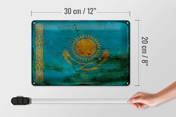 Signe en étain drapeau du Kazakhstan 30x20cm Kazakhstan rouille 4