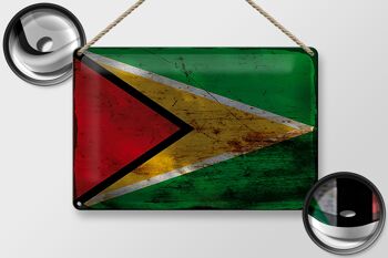Signe en étain drapeau Guyane 30x20cm drapeau de Guyane rouille 2