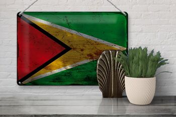 Signe en étain drapeau Guyane 30x20cm drapeau de Guyane rouille 3