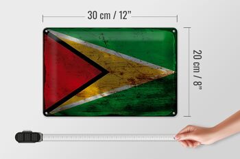 Signe en étain drapeau Guyane 30x20cm drapeau de Guyane rouille 4