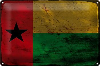 Panneau en tôle drapeau Guinée-Bissau 30x20cm Rouille de Guinée 1