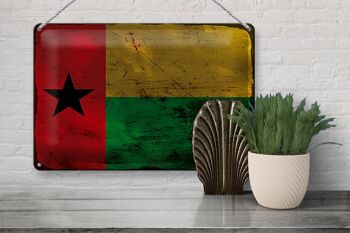 Panneau en tôle drapeau Guinée-Bissau 30x20cm Rouille de Guinée 3