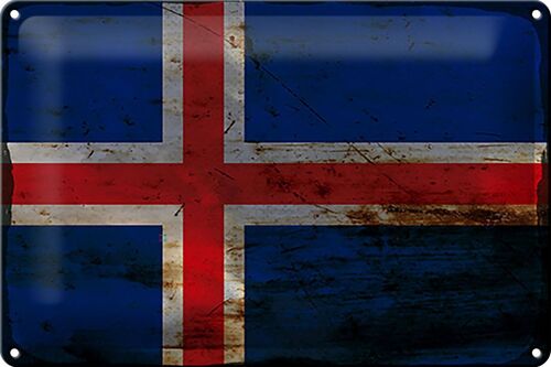 Blechschild Flagge Island 30x20cm Flag of Iceland Rost