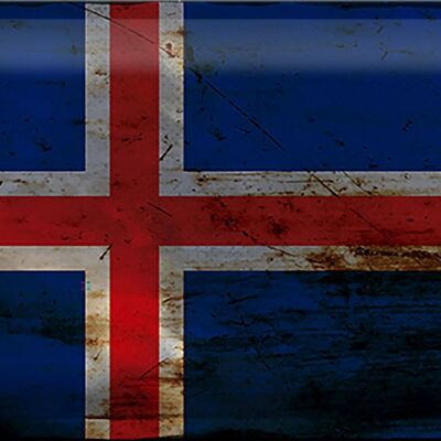 Tin sign flag Iceland 30x20cm Flag of Iceland Rust