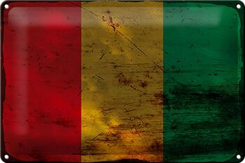 Signe en étain drapeau de Guinée 30x20cm, drapeau de Guinée rouille 1