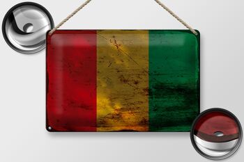 Signe en étain drapeau de Guinée 30x20cm, drapeau de Guinée rouille 2