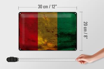 Signe en étain drapeau de Guinée 30x20cm, drapeau de Guinée rouille 4
