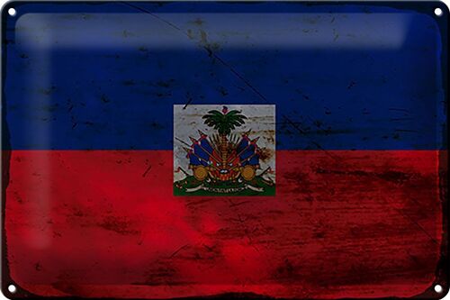 Blechschild Flagge Haiti 30x20cm Flag of Haiti Rost