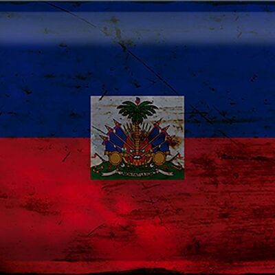 Targa in metallo Bandiera Haiti 30x20 cm Bandiera di Haiti Ruggine