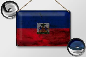 Signe en étain drapeau Haïti 30x20cm drapeau d'haïti rouille 2