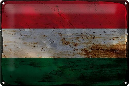 Blechschild Flagge Ungarn 30x20cm Flag of Hungary Rost