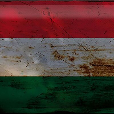 Targa in metallo Bandiera Ungheria 30x20 cm Bandiera dell'Ungheria Ruggine
