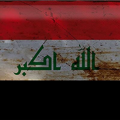 Cartel de chapa Bandera de Irak, 30x20cm, Bandera de Irak, óxido