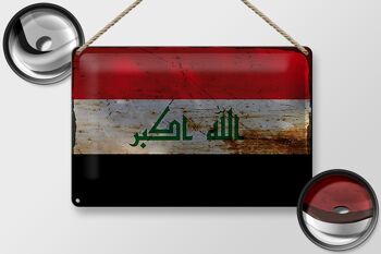 Signe en étain drapeau Irak 30x20cm drapeau de l'Irak rouille 2