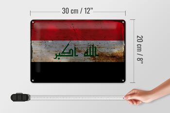 Signe en étain drapeau Irak 30x20cm drapeau de l'Irak rouille 4