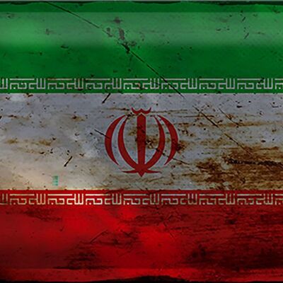 Targa in metallo Bandiera dell'Iran 30x20 cm Bandiera dell'Iran Ruggine