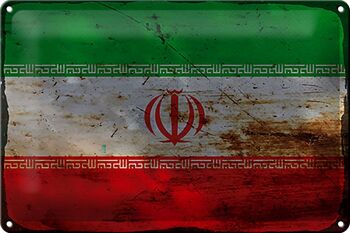 Signe en étain Drapeau de l'Iran 30x20cm Drapeau de l'Iran Rouille 1
