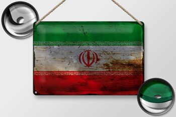 Signe en étain Drapeau de l'Iran 30x20cm Drapeau de l'Iran Rouille 2