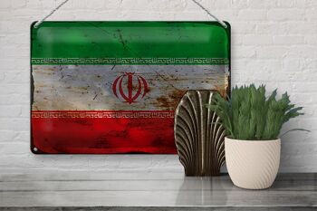 Signe en étain Drapeau de l'Iran 30x20cm Drapeau de l'Iran Rouille 3