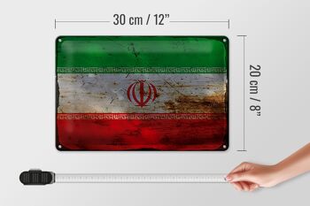 Signe en étain Drapeau de l'Iran 30x20cm Drapeau de l'Iran Rouille 4