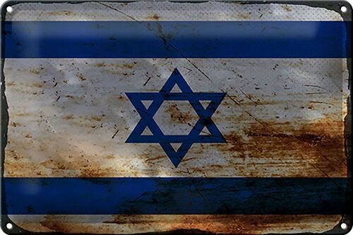 Blechschild Flagge Israel 30x20cm Flag of Israel Rost