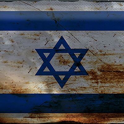 Targa in metallo Bandiera Israele 30x20 cm Bandiera di Israele Ruggine