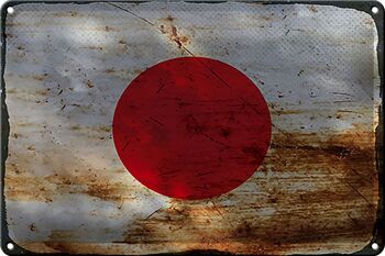 Panneau métallique drapeau du Japon 30x20cm, drapeau du Japon rouille 1