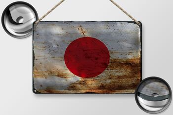 Panneau métallique drapeau du Japon 30x20cm, drapeau du Japon rouille 2