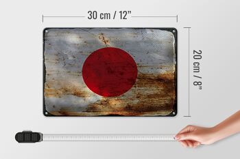 Panneau métallique drapeau du Japon 30x20cm, drapeau du Japon rouille 4
