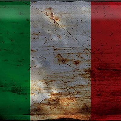 Metal sign flag Italy 30x20cm Flag of Italy Rust