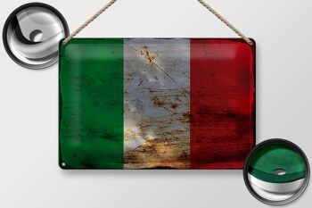 Signe en étain drapeau Italie 30x20cm drapeau de l'italie rouille 2