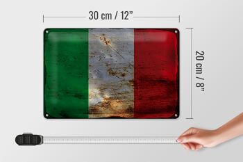 Signe en étain drapeau Italie 30x20cm drapeau de l'italie rouille 4