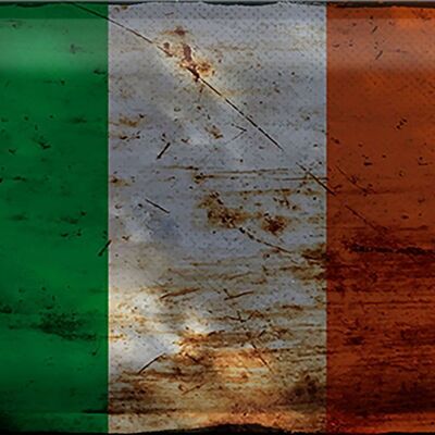 Signe en étain drapeau d'irlande 30x20cm, drapeau d'irlande rouille