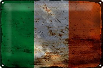 Signe en étain drapeau d'irlande 30x20cm, drapeau d'irlande rouille 1