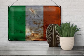 Signe en étain drapeau d'irlande 30x20cm, drapeau d'irlande rouille 3