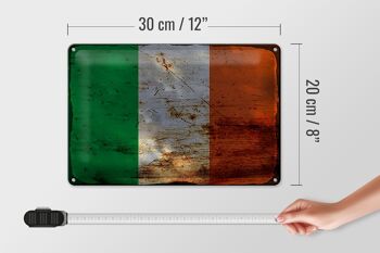 Signe en étain drapeau d'irlande 30x20cm, drapeau d'irlande rouille 4