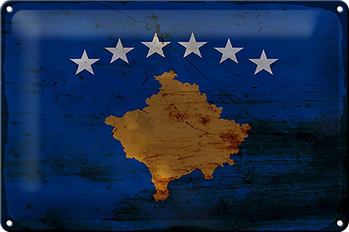 Cartel de chapa Bandera de Kosovo 30x20cm Bandera de Kosovo Óxido