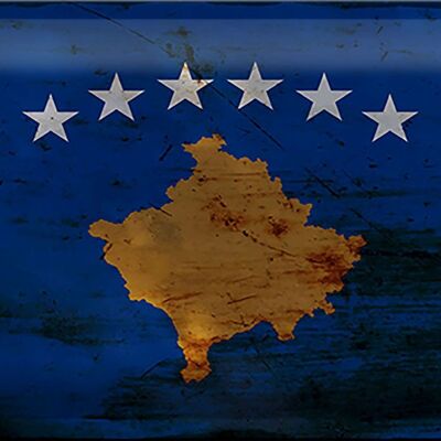 Blechschild Flagge Kosovo 30x20cm Flag of Kosovo Rost