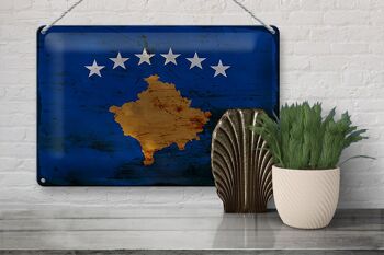 Panneau en étain drapeau du Kosovo 30x20cm, drapeau du Kosovo rouille 3
