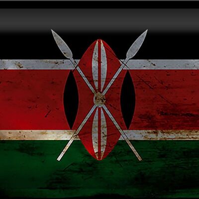 Signe en étain drapeau Kenya 30x20cm drapeau du Kenya rouille