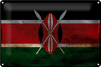 Signe en étain drapeau Kenya 30x20cm drapeau du Kenya rouille 1