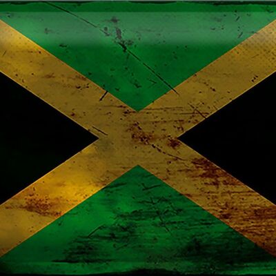 Blechschild Flagge Jamaika 30x20cm Flag of Jamaica Rost