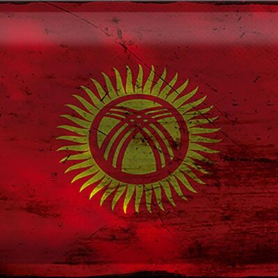 Blechschild Flagge Kirgisistan 30x20cm Kyrgyzstan Rost