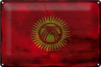 Signe en étain drapeau Kirghizistan 30x20cm Kirghizistan rouille 1